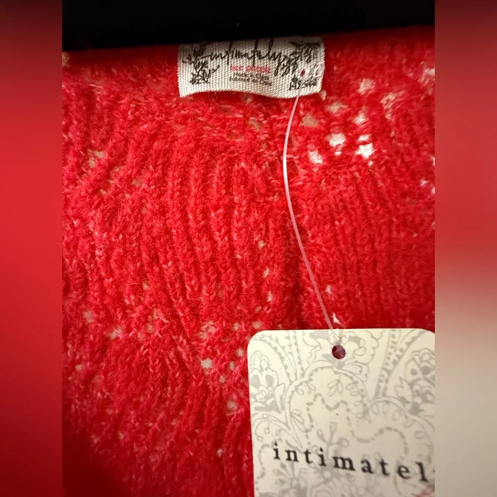 NWT Intimately Free People Oversized Open Knit Sweater XS/S Red Boho